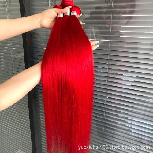 Brazilian Red Color Straight Remy Human Hair Bundles Wholesale 8-40INCH Virgin Double Drawn Hair Extensions Bundle Deals Factory